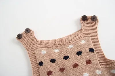 Knitted Polka Dot Jacquard One-Piece Baby Outing Clothes