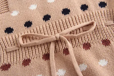 Knitted Polka Dot Jacquard One-Piece Baby Outing Clothes