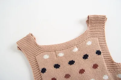 Knitted Polka Dot Jacquard One-Piece Baby Outing Clothes