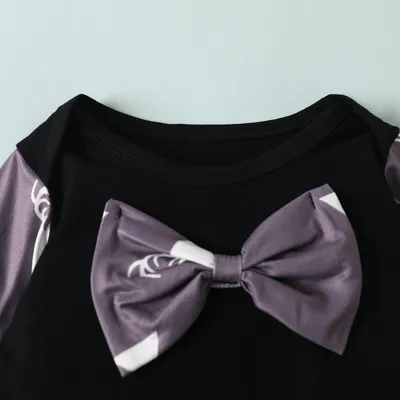 Baby Bowknot Romper Printed Trousers
