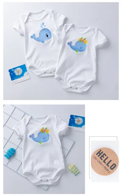 Cartoon animal alphabet black white baby romper