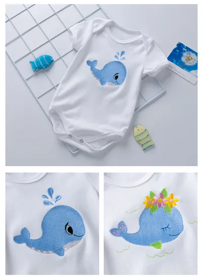 Cartoon animal alphabet black white baby romper
