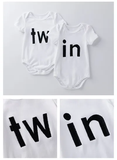Cartoon animal alphabet black white baby romper