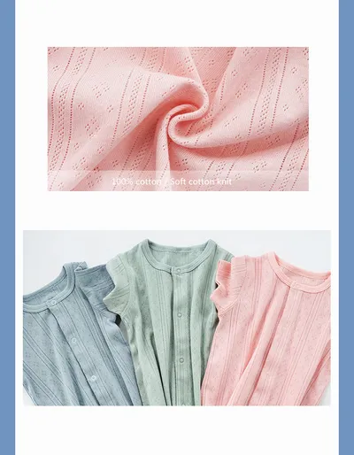 Pure Color Thin Breathable Button Baby Jumpsuit