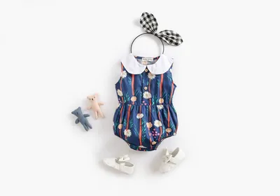 Cotton Printed Baby One-piece Doll Collar