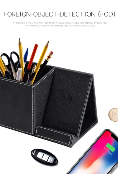 Leather Pen Holder Wireless Charger Wireless Phone Charger And Pen Holder Fast Charging Phone
