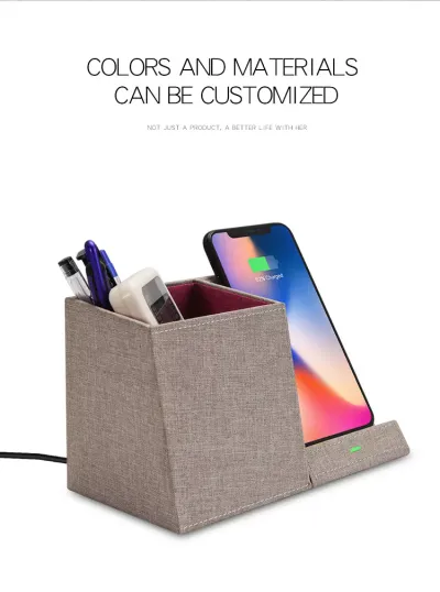 Leather Pen Holder Wireless Charger Wireless Phone Charger And Pen Holder Fast Charging Phone