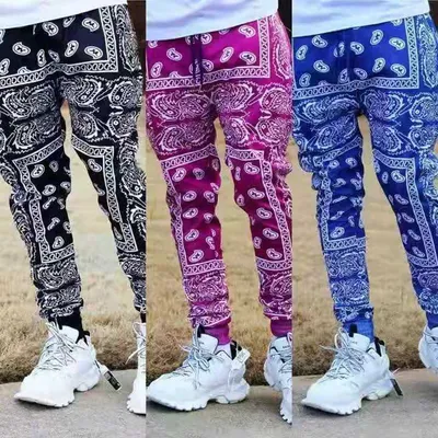 Printed Slim Running Men'S Casual Hip Hop Trend Flower Pants