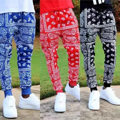 Printed Slim Running Men'S Casual Hip Hop Trend Flower Pants