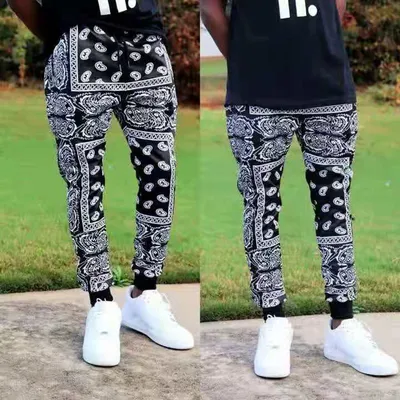 Printed Slim Running Men'S Casual Hip Hop Trend Flower Pants