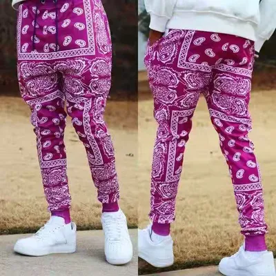 Printed Slim Running Men'S Casual Hip Hop Trend Flower Pants