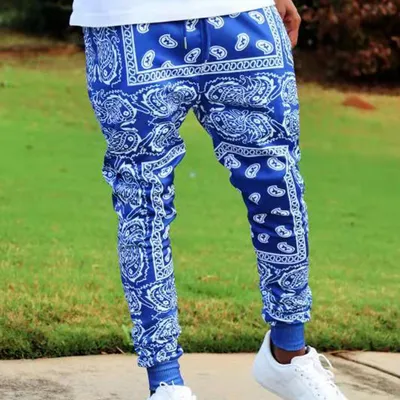 Printed Slim Running Men'S Casual Hip Hop Trend Flower Pants