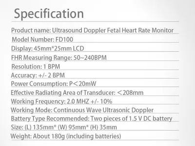 CE FDA Cheap Fetal Doppler Monitor with 2M LCD Prenatal fetal baby heart Monitor