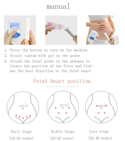 CE FDA Cheap Fetal Doppler Monitor with 2M LCD Prenatal fetal baby heart Monitor