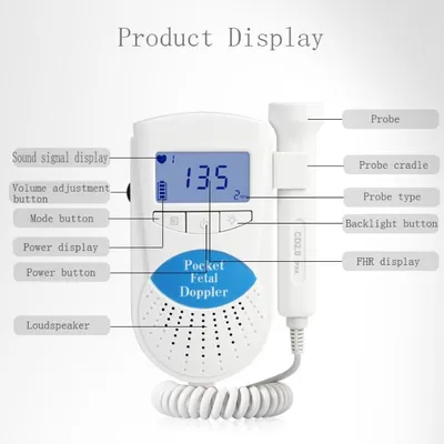 CE FDA Cheap Fetal Doppler Monitor with 2M LCD Prenatal fetal baby heart Monitor