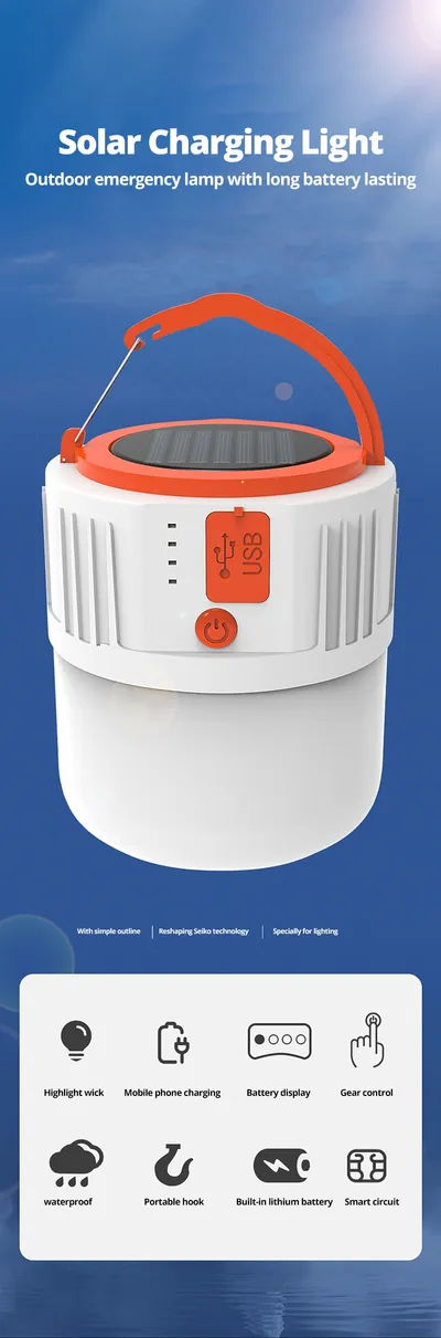 Outdoor LED solar rechargeable lamp