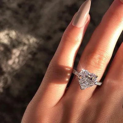 Ins best selling inlaid AAA zircon heart-shaped ring wish new European and American engagement party ring jewelry