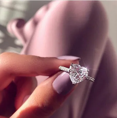 Ins best selling inlaid AAA zircon heart-shaped ring wish new European and American engagement party ring jewelry
