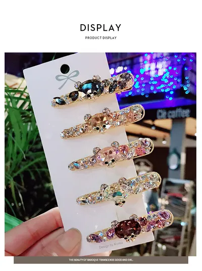 Heavy Metal Hairpin Net Red Diamond Bear Hair Accessories