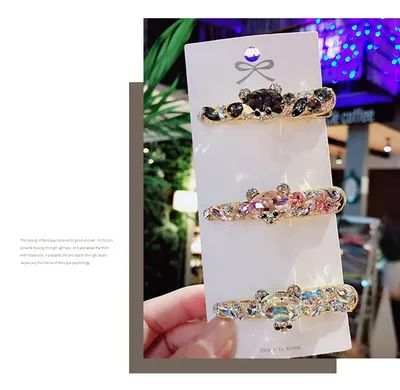 Heavy Metal Hairpin Net Red Diamond Bear Hair Accessories