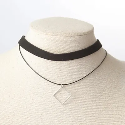 Multilayer Triangle Geometric Pendant Choker