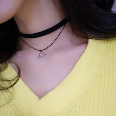 Multilayer Triangle Geometric Pendant Choker