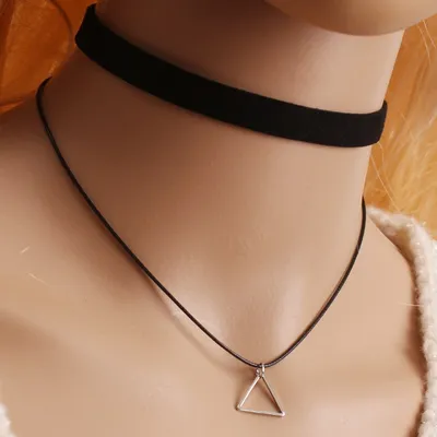 Multilayer Triangle Geometric Pendant Choker