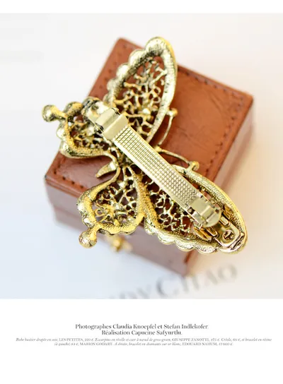 Bow tie rhinestone hair clip