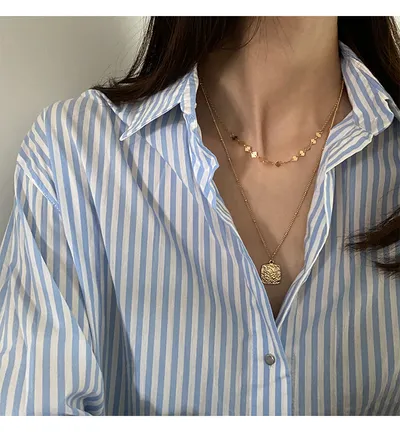 Baroque shaped pearl stacking necklace women