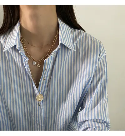 Baroque shaped pearl stacking necklace women