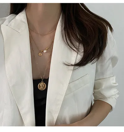 Baroque shaped pearl stacking necklace women