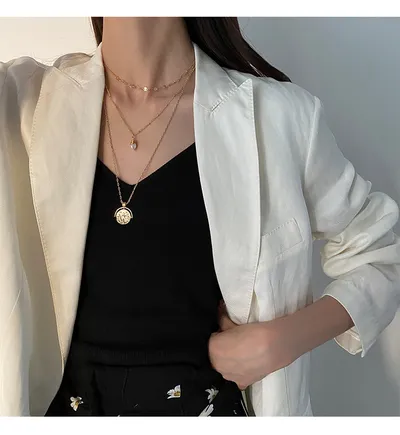 Baroque shaped pearl stacking necklace women