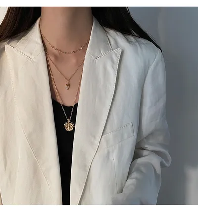 Baroque shaped pearl stacking necklace women