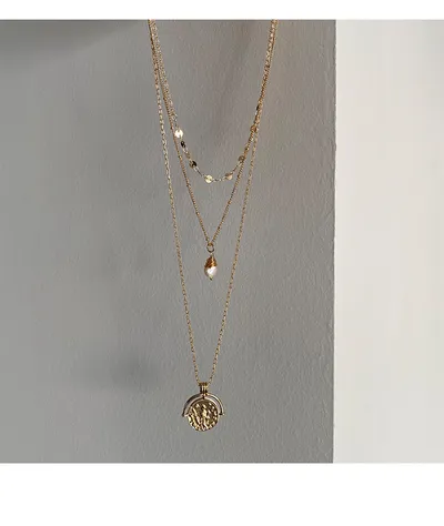 Baroque shaped pearl stacking necklace women