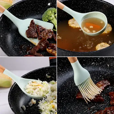 Silicone Kitchenware Non-Stick Cookware Kitchen Utensils Set Spatula Shovel Egg Beaters Silicone Handle Cooking Tool Set