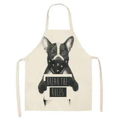 Cartoon Cute Dog Printed Cotton And Linen Apron Kitchen Home Cleaning Parent-child Sleeveless Coverall Generation Hair