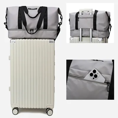 Large Capacity Travel Duffle Bag With Shoes Compartment Portable Sports Gym Fitness Waterfproof Shoulder Bag Weekender Overnight Handbag Women