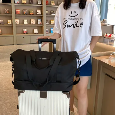 Large Capacity Travel Duffle Bag With Shoes Compartment Portable Sports Gym Fitness Waterfproof Shoulder Bag Weekender Overnight Handbag Women