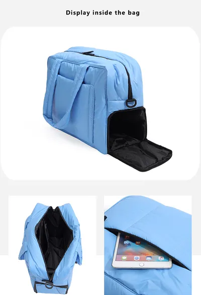 Down Handbags Winter Travel Duffle Bag With Shoes Compartment Portable Sports Yoga Gym Fitness Shoulder Bags For Weekender Overnight Tote Women