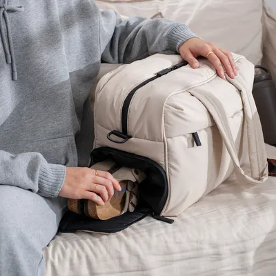 Down Handbags Winter Travel Duffle Bag With Shoes Compartment Portable Sports Yoga Gym Fitness Shoulder Bags For Weekender Overnight Tote Women