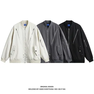 American Pilot Jacket Men's Autumn Fashion Brand Loose Black Advanced