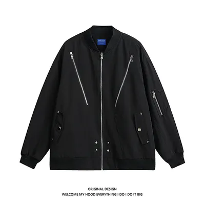 American Pilot Jacket Men's Autumn Fashion Brand Loose Black Advanced