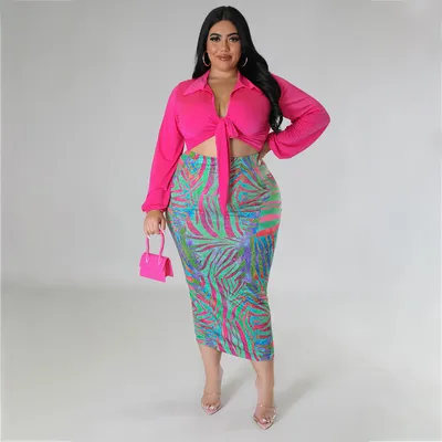European And American Lace Up Young Sheath Two-piece Dress