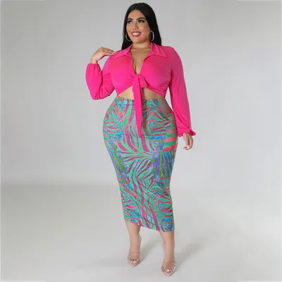 European And American Lace Up Young Sheath Two-piece Dress