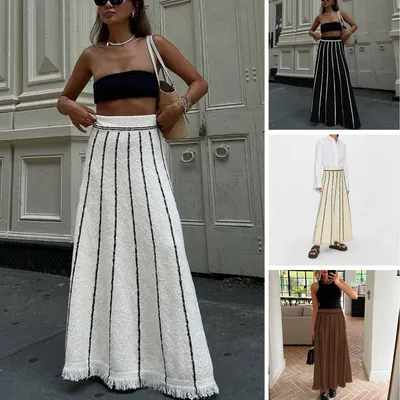Women's Striped Tassel Knitted Skirt