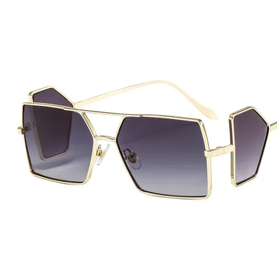 Male And Female Personality Metal Side Blocking Lens Square Sunglasses