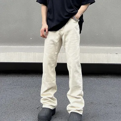 High Street Apricot Jeans Men's Straight Loose All-match Skinny Jeans