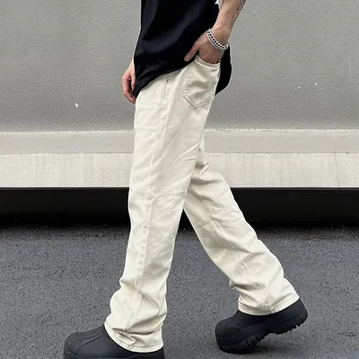 High Street Apricot Jeans Men's Straight Loose All-match Skinny Jeans