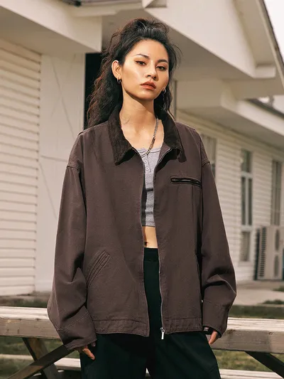 Vintage Distressed Washed Corduroy Coat