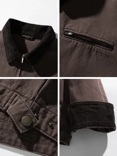 Vintage Distressed Washed Corduroy Coat